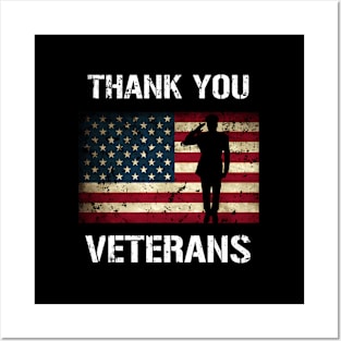 Thank You Veterans Us American Flag Posters and Art